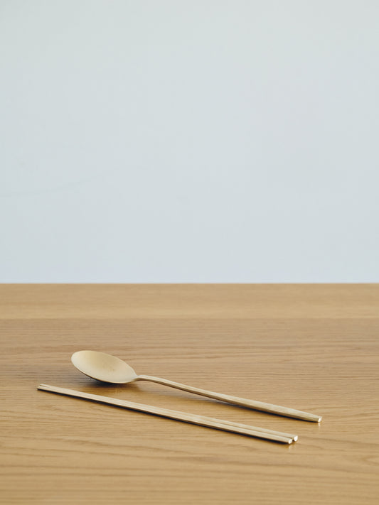 Korean Brass Spoon and Chopstick Set